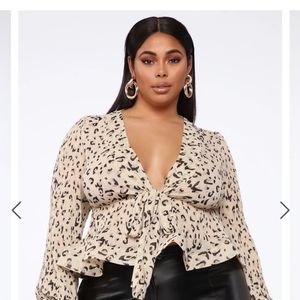 Leopard print sheer blouse